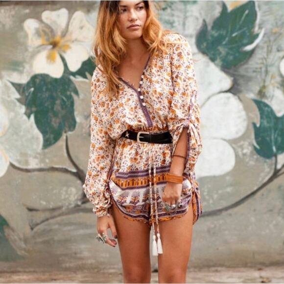 SPELL & THE GYPSY COLLECTIVE Gypsy Love Romper in Orange Blossom 8 - Picture 1 of 12
